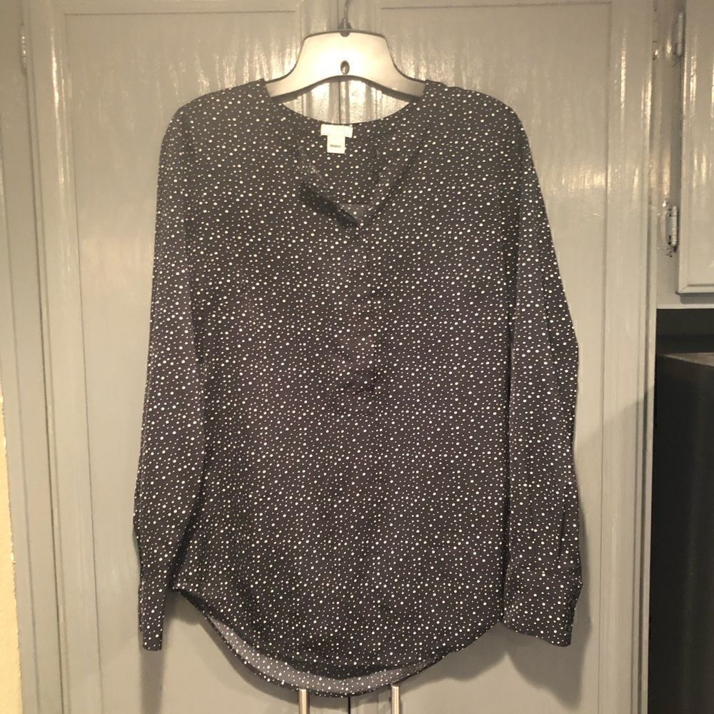 J. Crew Black and White Small Polka Dot Top